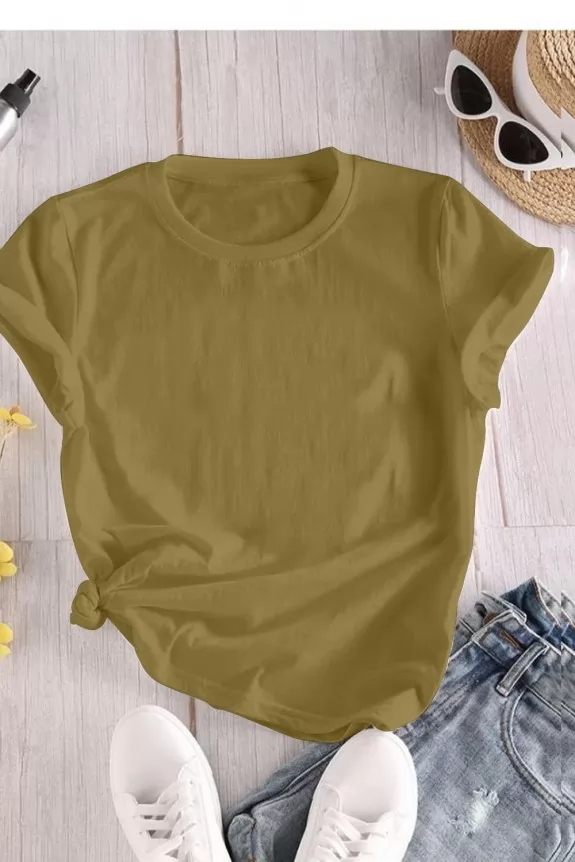 Olive Green 100% Cotton jersey Tee