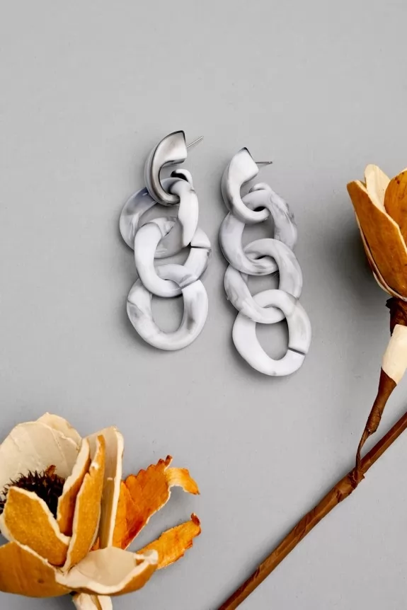 Blue Acrylic Chain Earrings