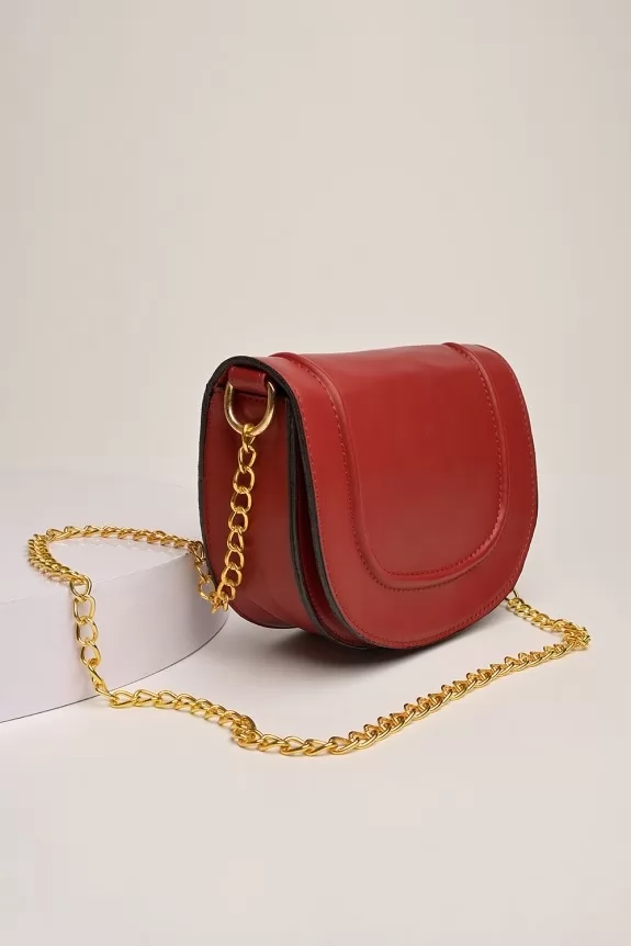Red round sling bag