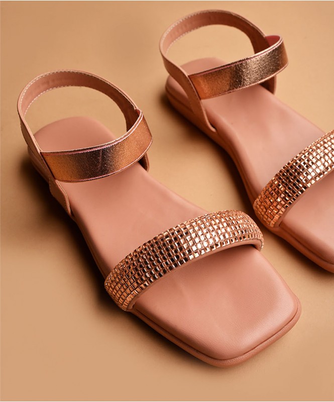 Street style discount store gold flats