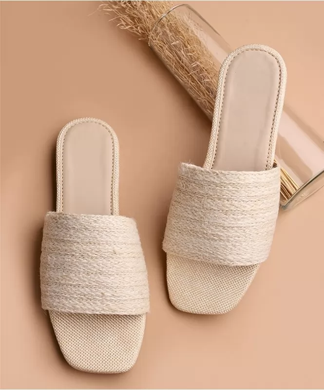 Wide Jute strap flats
