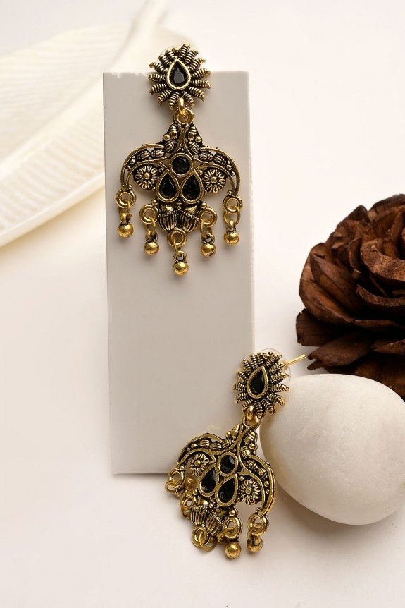 Traditional  Golden Oxidised Earrings