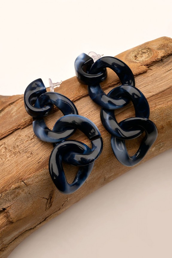 Blue Chain Link Earrings