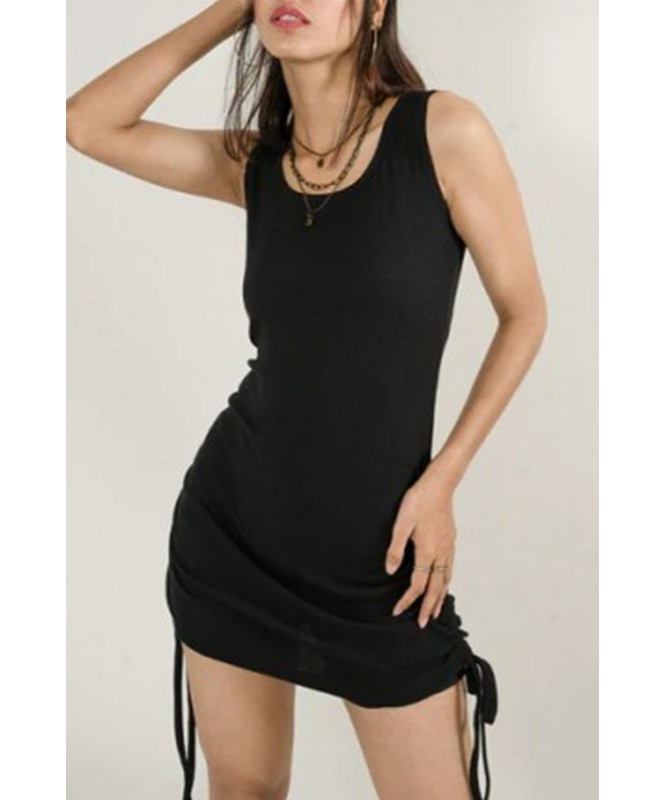 Black scrunchie sleeveless dress