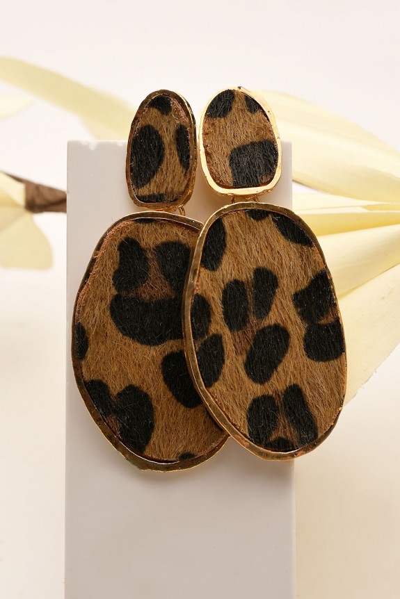 Brown Animal Print Earrings