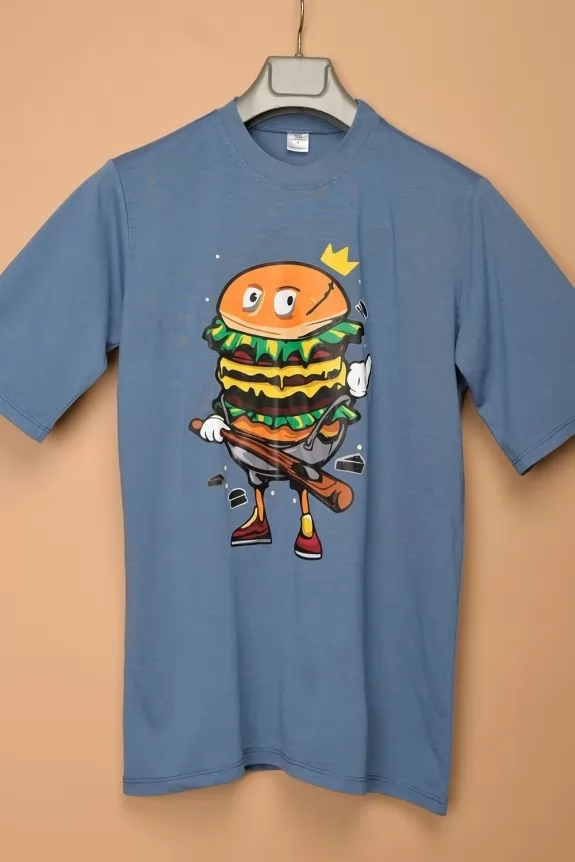 Blue Oversized Printed T-shirt