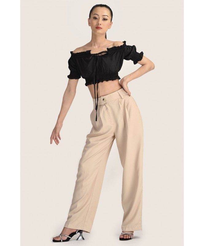 Off Shoulder Set Of 2: Top With Wide-Leg Trouser 