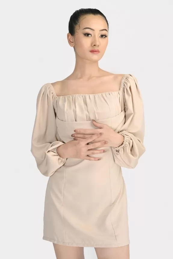 Puff Sleeve Sheath Mini Dress Street Style Store SSS