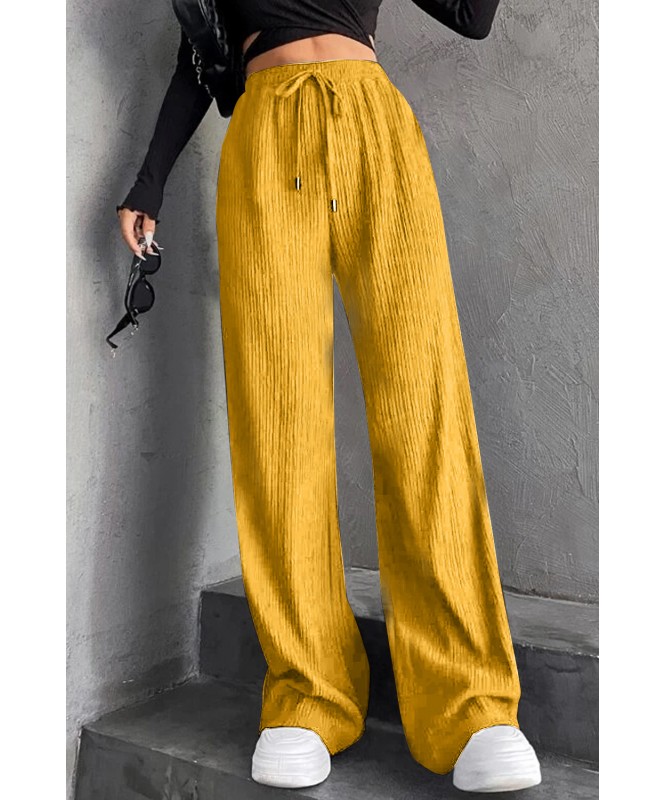 Yellow Rib Flared Trouser