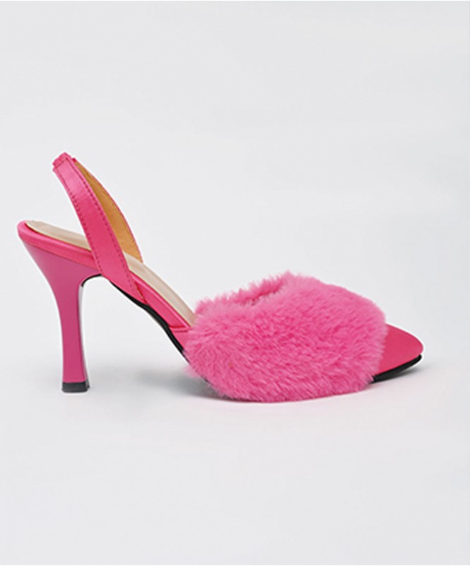 Hot pink fur heels sale