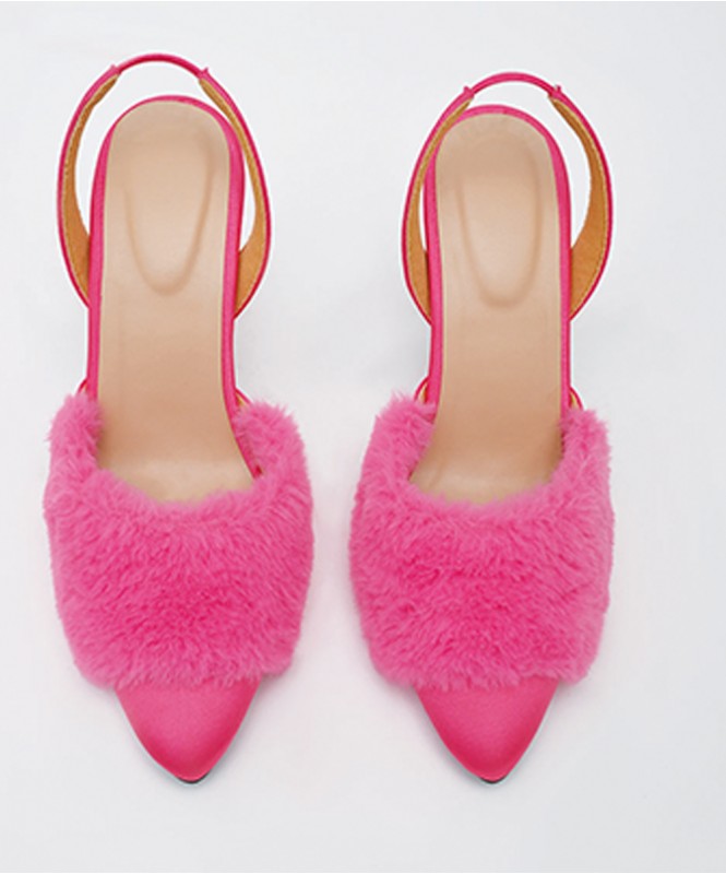 Hot pink fluffy on sale heels