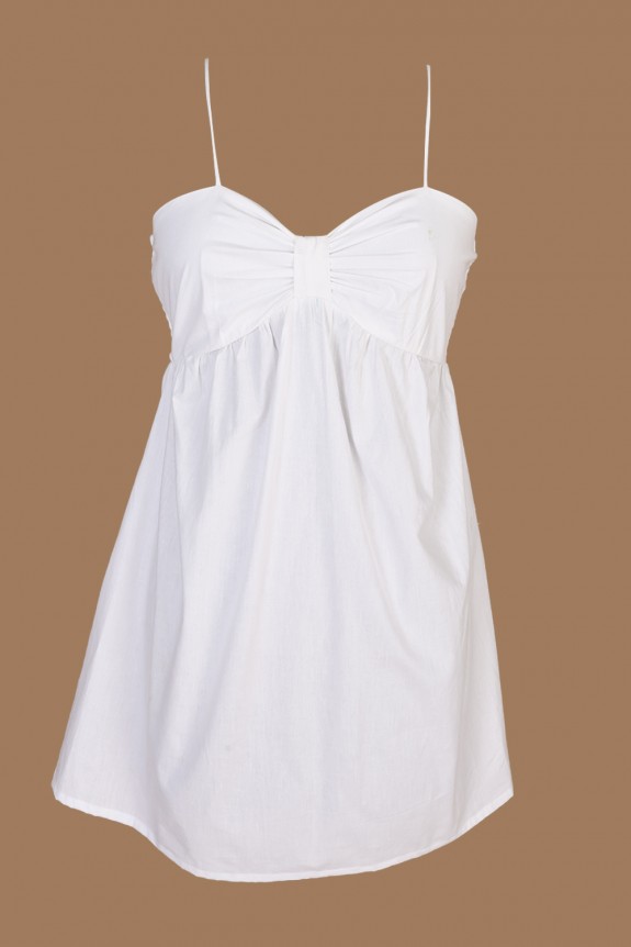 Cotton Solid Ruched Bust Cami Dress