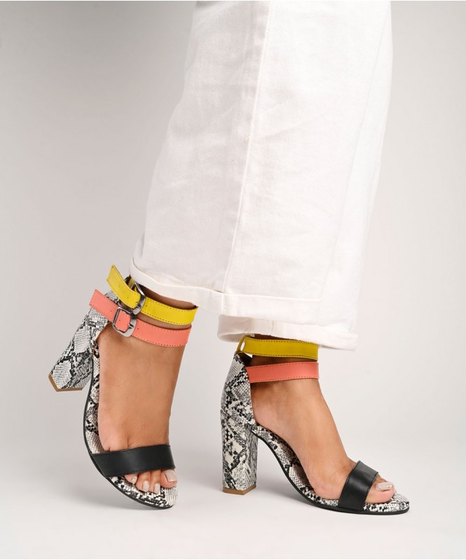 Allegra K Women's Block Heel Lace Up Heel Sandals Leopard Print 10 : Target