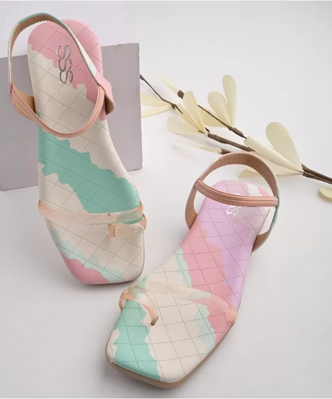Multicoloured transparent strappy comfort sandal