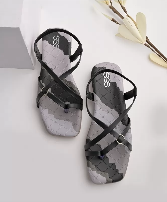 Monochrome shades of black comfort sandal
