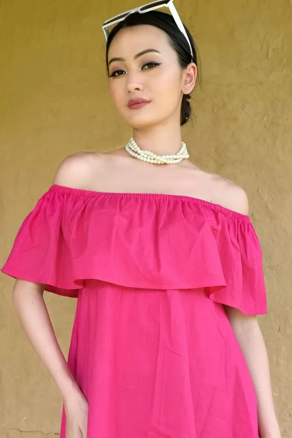 Pink korean deals dress
