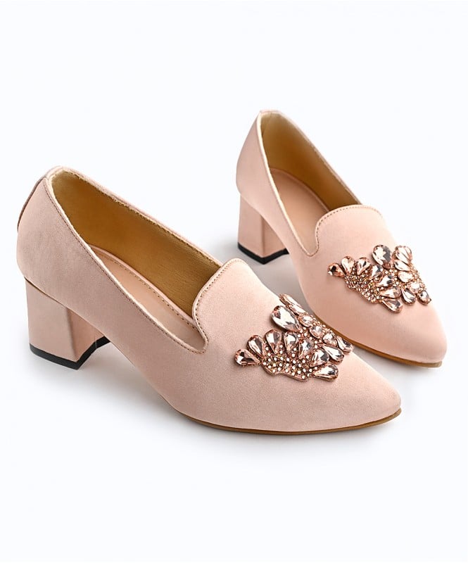 Blush peach butterfly ballerina heel