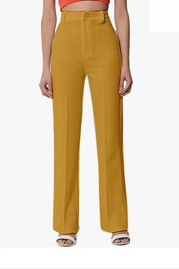 Yellow High-Rise Pleat-Front Trousers