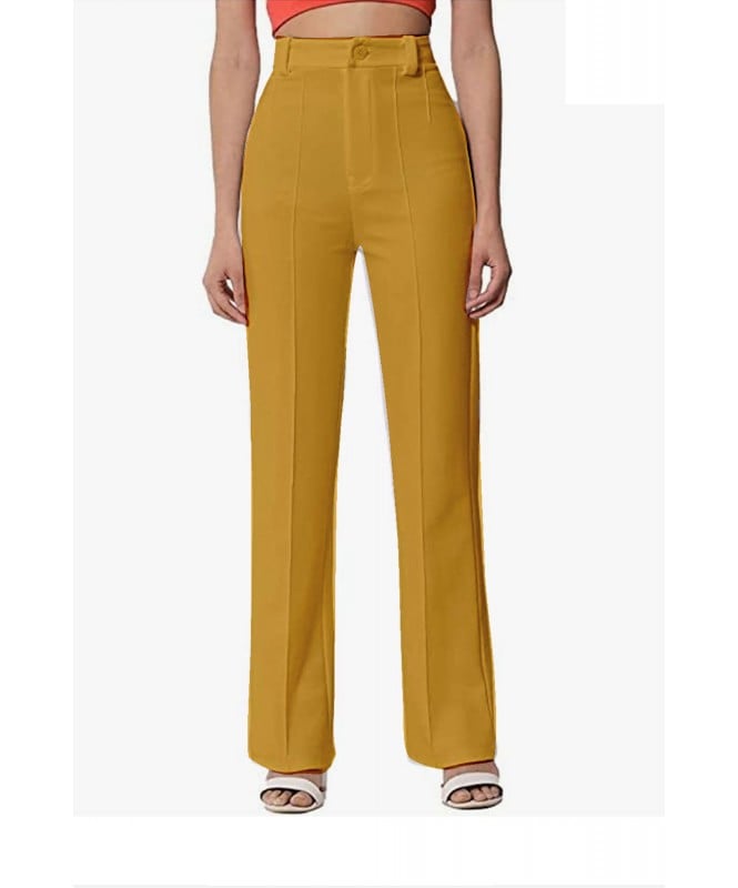 Yellow High-Rise Pleat-Front Trousers