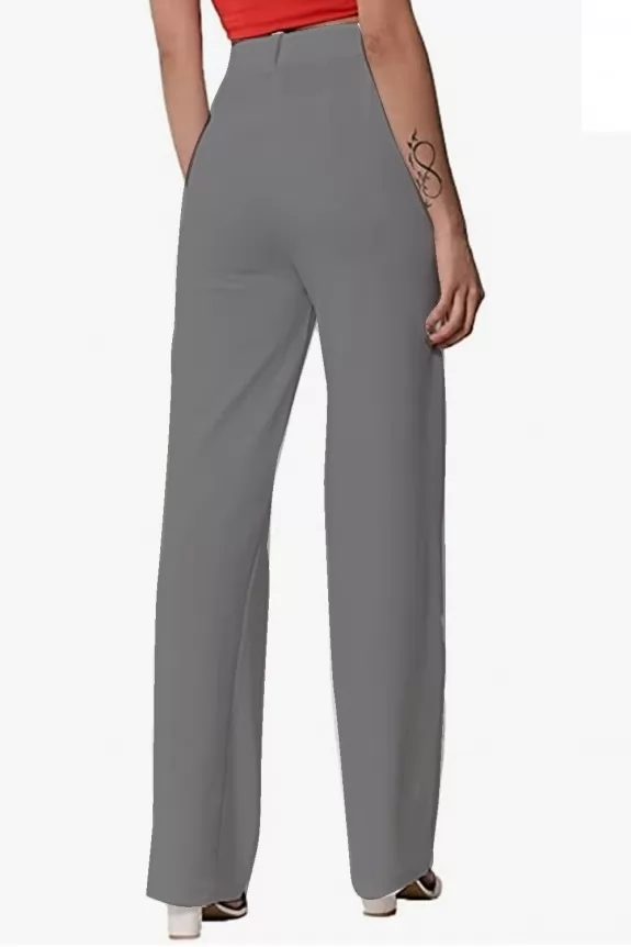 Celine High Waisted Trousers – Grey Suede