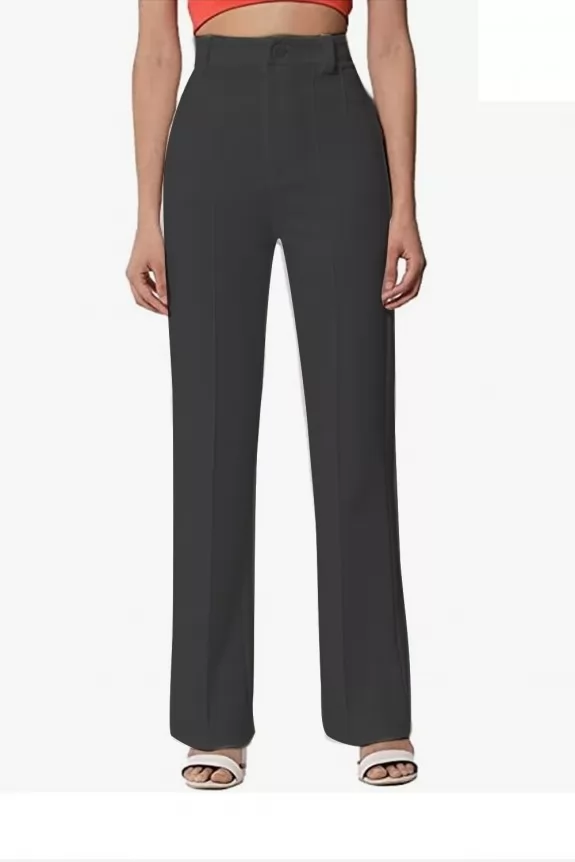 Black High-Rise Pleat-Front Trousers