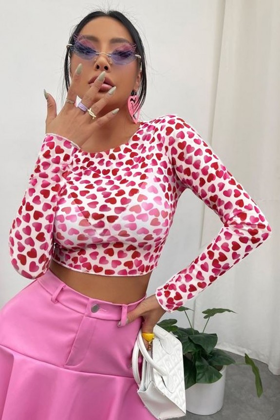 Hear Printed Mesh Top