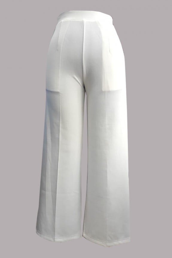 White High Waist Flared Trouser