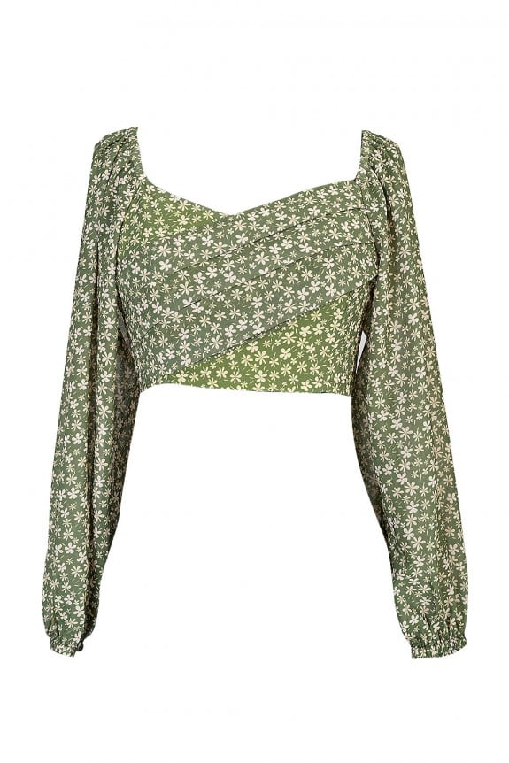 Green Ditsy Floral Top