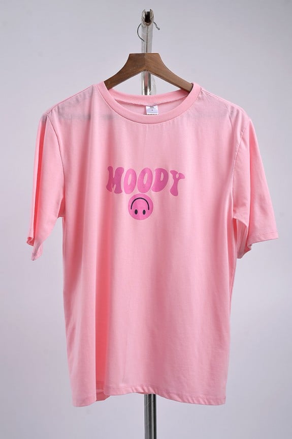 Baby Pink Oversized Printed T-shirt