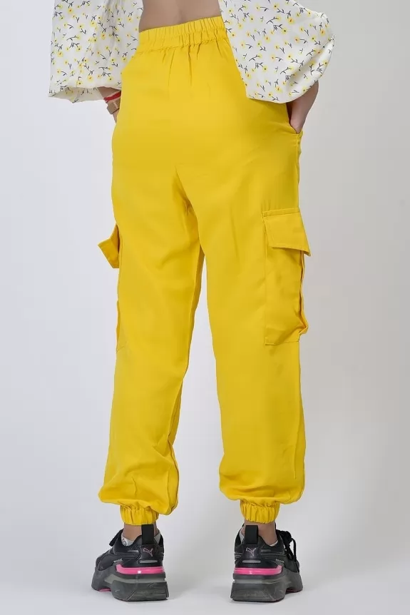 Yellow Mid Rise Cargo Joggers Street Style Store SSS
