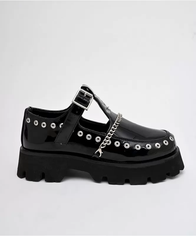 Gothic chain detailed studded EVA mary jane