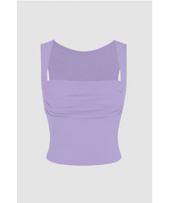 Lavender Ribbed Ruched Crop Top