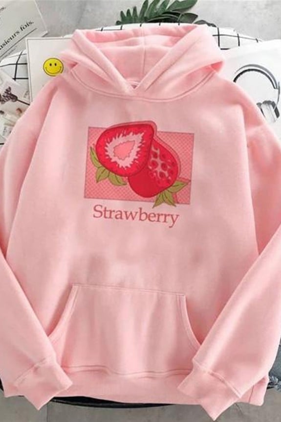 Strawberry Print  Hoodie