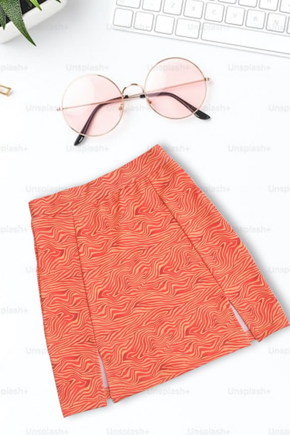 Orange Animal Print Skirt