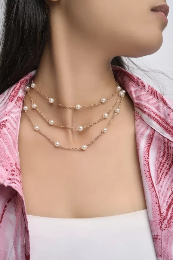 Elegant Chain Layered Pearl Necklace