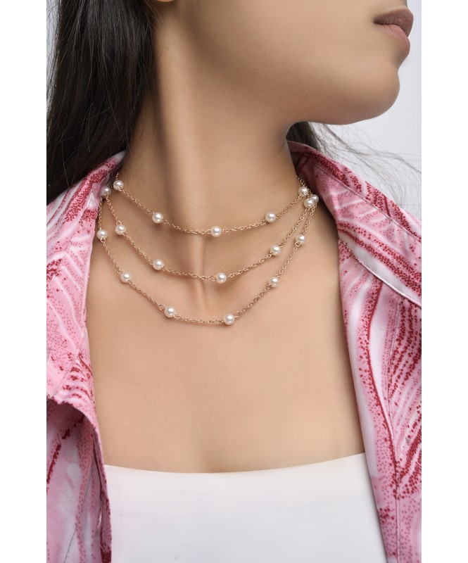 Elegant Chain Layered Pearl Necklace