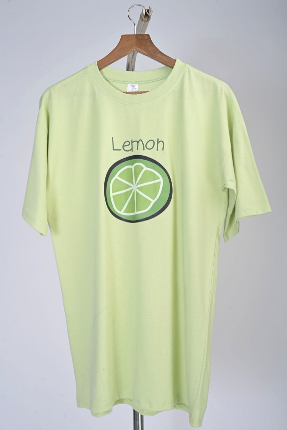Lemon Print Pastel Green Oversized Tshirt 