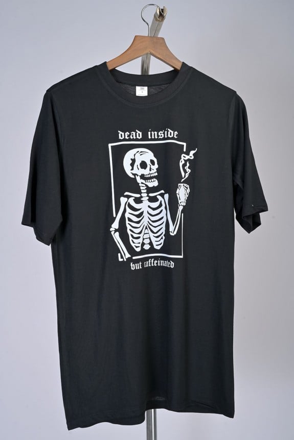 Skeleton Slogan Print Oversized Tshirt