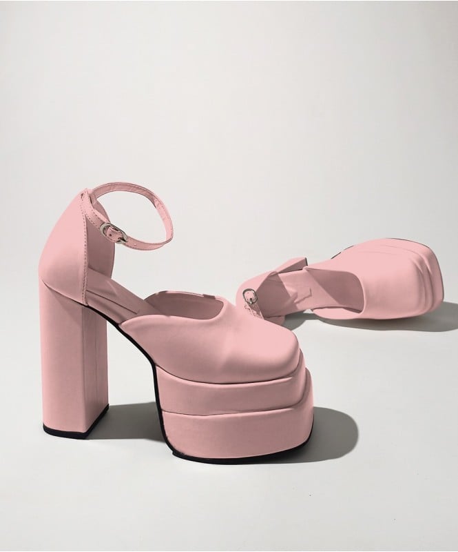 The baby pink double platform heels