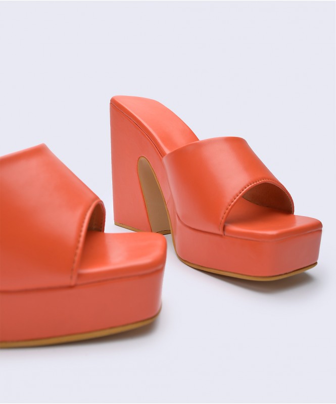 Orange chunky platform heels Street Style Store SSS