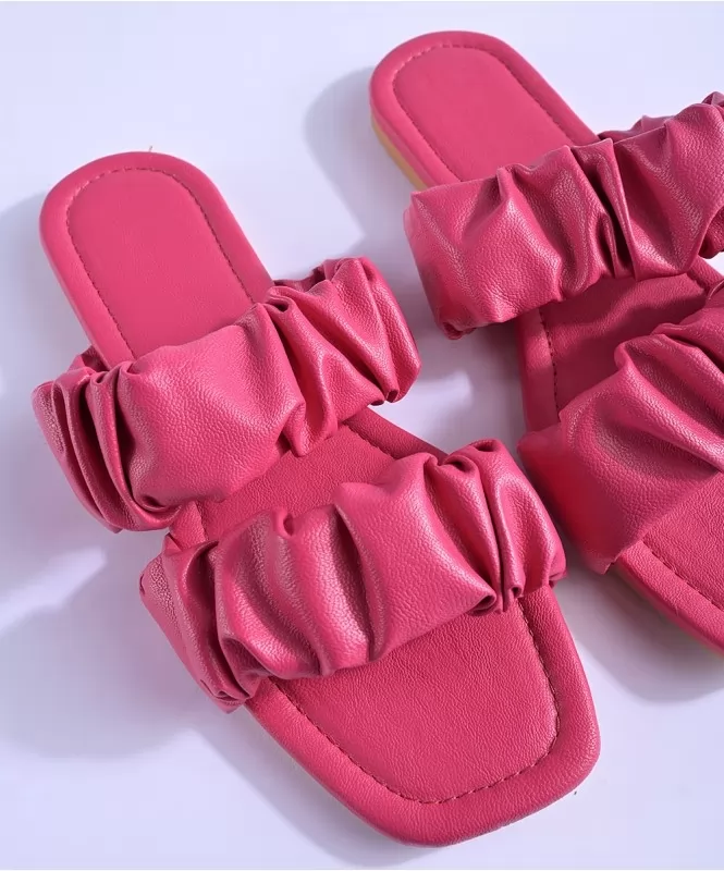 Dual scrunchie strap pink flats 