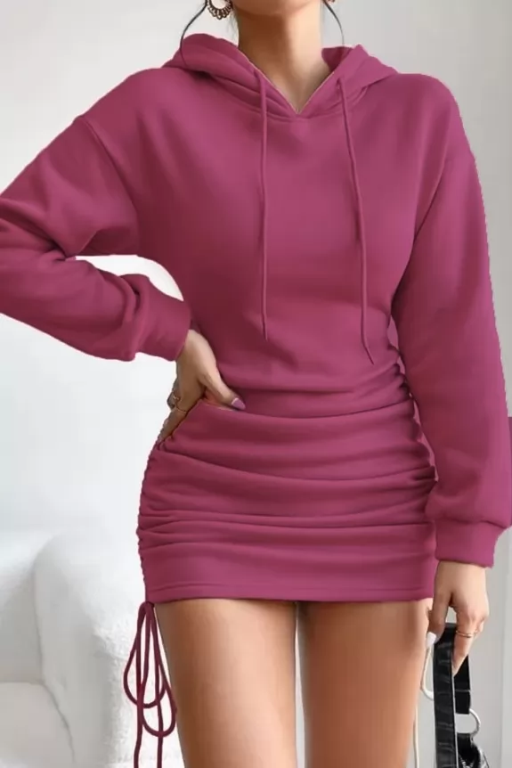Raspberry Pink Drop Shoulder Hoodie Dress | Street Style Store | SSS