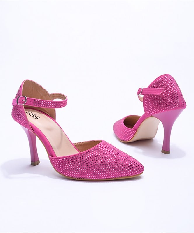 Hot pink glass dot heel