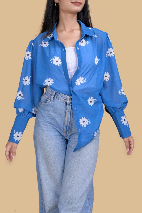Blue & White Floral Shirt