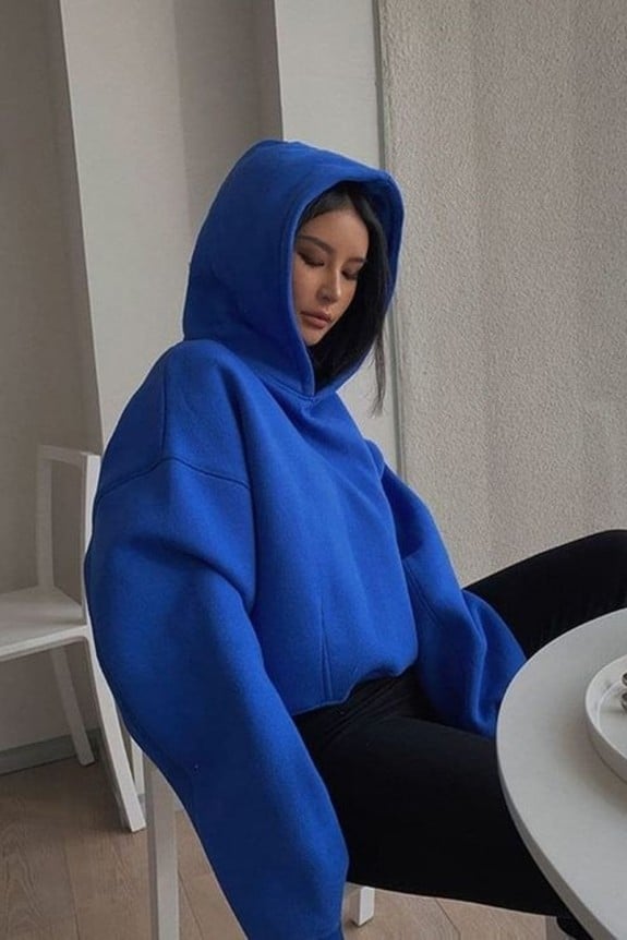 Blue Over Sized  Hoodie