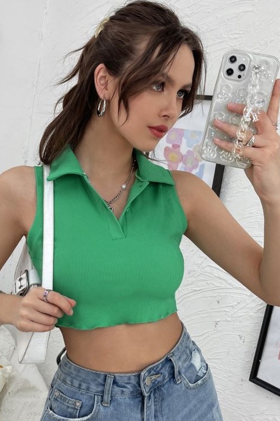 Collar Crop Top