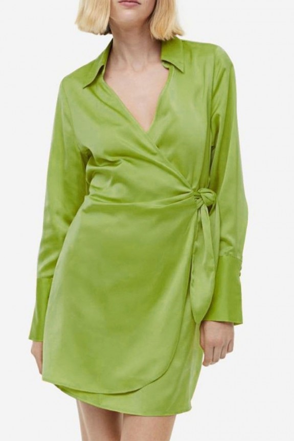 Satin Wrap Around Dress