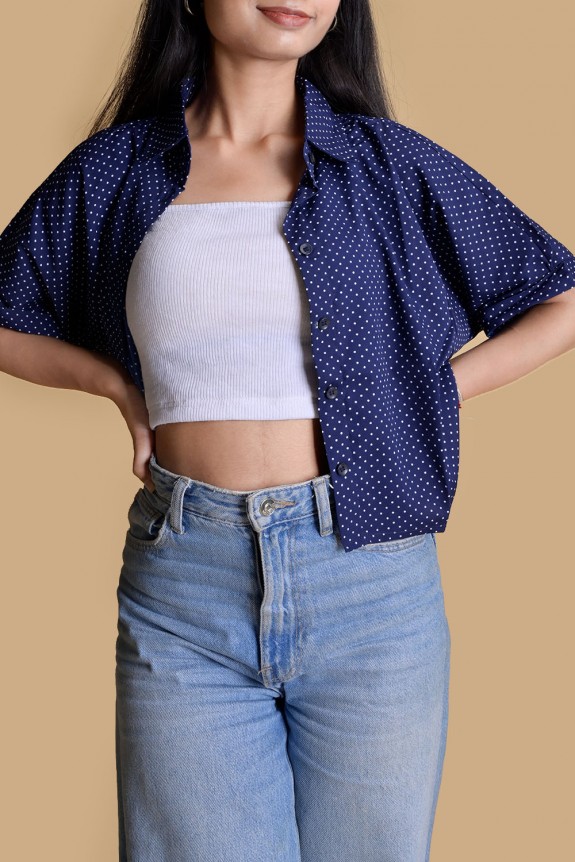 Smart Polka Dot blue Shirt