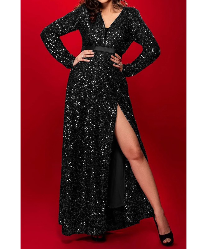 Sequin Long Gown With Slit