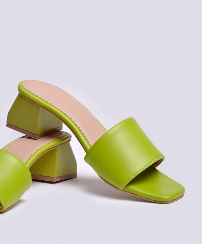 The lime green block heels 
